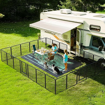 FXW Instant Unleashed Dog Playpen, Portable Pet Fence for Outdoor, RV Trips, and Camping, 32 inch, 24 Panels for Small and Medium Dogs with 7' x 9' RV Mat│Patented