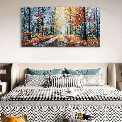 Art Hand Painted Forest Landscape Oil Painting Modern Abstract Art Home Wall Deco Art 24x48 inches
