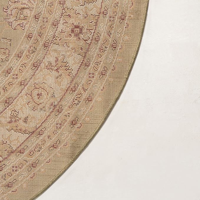 Rugs.com Aditi Collection Rug – 7' 10 Round Green Low Rug Perfect for Kitchens, Dining Rooms
