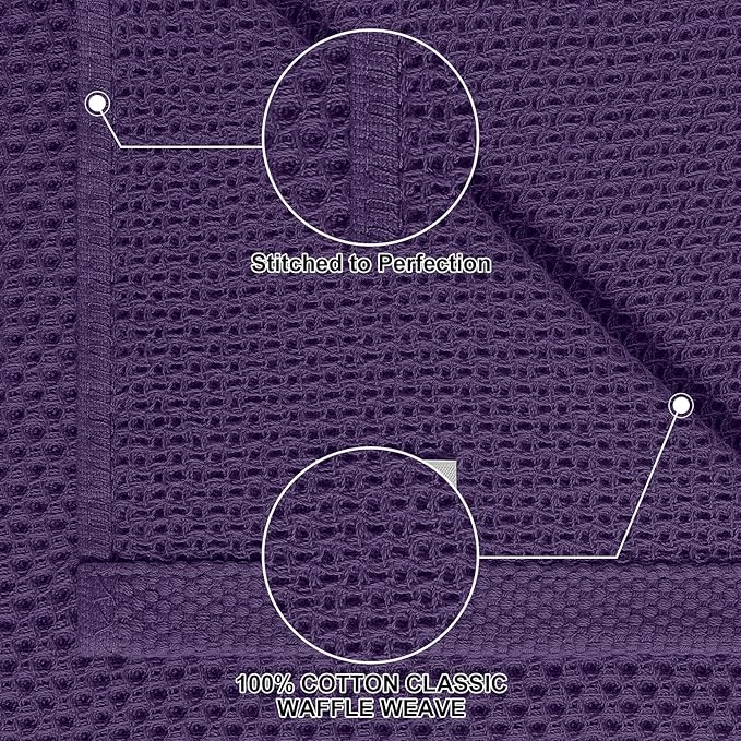 Homaxy 100% Cotton Kitchen Towels and Dishcloths Set, 12 x 12 Inches and 13 x 28 Inches, Set of 10 Bulk Kitchen Towels Set, Ultra Soft Absorbent Dish Cloths for Washing Dishes, Eggplant