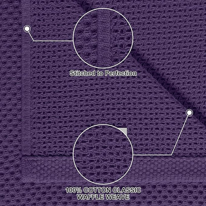 Homaxy 100% Cotton Kitchen Towels and Dishcloths Set, 12 x 12 Inches and 13 x 28 Inches, Set of 10 Bulk Kitchen Towels Set, Ultra Soft Absorbent Dish Cloths for Washing Dishes, Eggplant