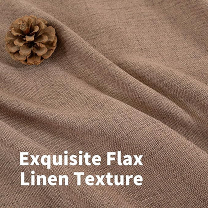 YoungsTex Mocha Linen Curtains 48 Inches Length for Living Room Window, Short Light Filtering Drapes with Bronze Grommet Fall Decor for Kitchen Bathroom Window, 2 Panels, 42 X 48 Inch
