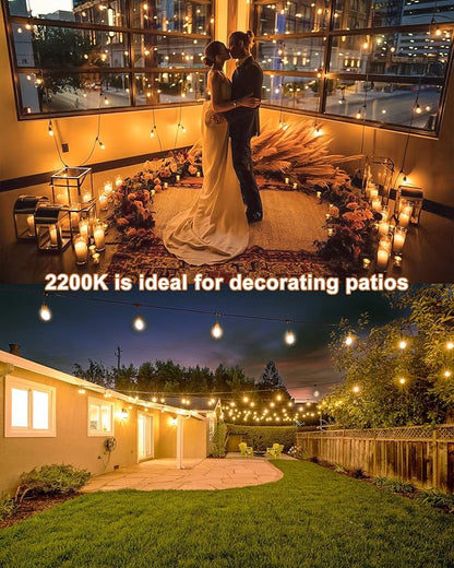 GANA 12V Low Voltage & Safe LED Outdoor String Lights,75FT 24 Shatterproof Bulbs, 2200K Warm White Pergola Lights for Your House's, Garden, Fence, Porch,Balcony,and Bistro