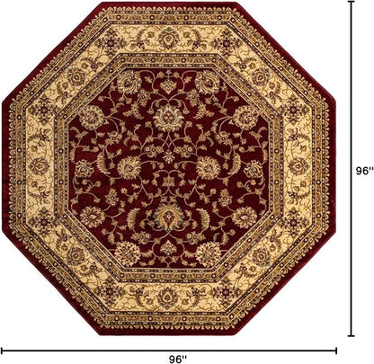 Rugs.com Aditi Collection Rug – 8' Octagon Red Low Rug Perfect for Living Rooms, Kitchens, Entryways
