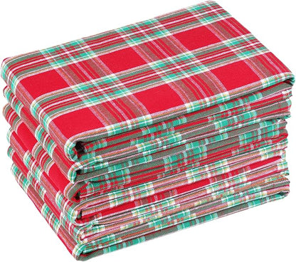 Christmas Kitchen Towels Set of 6, Soft Premium Cotton Highly Absorbent Towels 18x28 Inches, Washable & Reusable, Quick Drying Dish Cloths with Mitered Corner - Red/Green/White, Checks