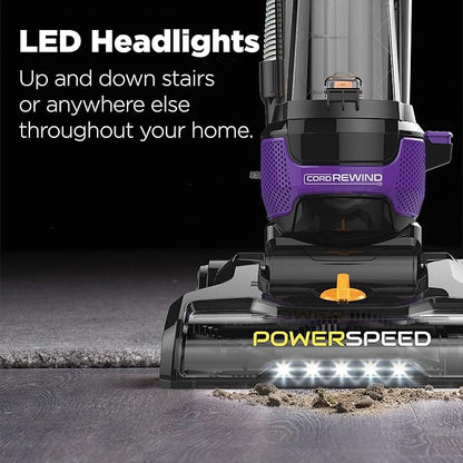 Eureka Powerful Lightweight Upright Vacuum Carpet and Floor, PowerSpeed NEU202 with Automatic Cord Rewind, Purple