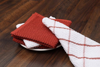 AMOUR INFINI Cotton Kitchen Dish Cloths Set of 8 – Highly Absorbent, Super Soft Premium Terry Cleaning Cloth (12"x12" Inch) Premium Dishcloths for Washing Dishes (Rust)