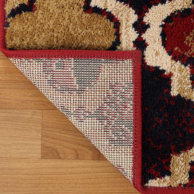 Superior Indoor Small Area Rug, Jute Backed, Perfect for Living/ Dining Room, Bedroom, Office, Kitchen, Entryway, Modern Geometric Trellis Floor Decor, Viking Collection, 2' x 3', Red Blue