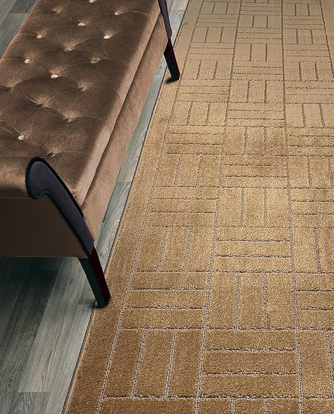 12 ft Long Non-Slip Brownish Beige Hallway Kitchen Runner Rug, 2'2" X 12' Washable Carpet Runner Rugs-Rubber Backed, Custom Size Floor Mat for Stairs Bedroom Bathroom Entryway
