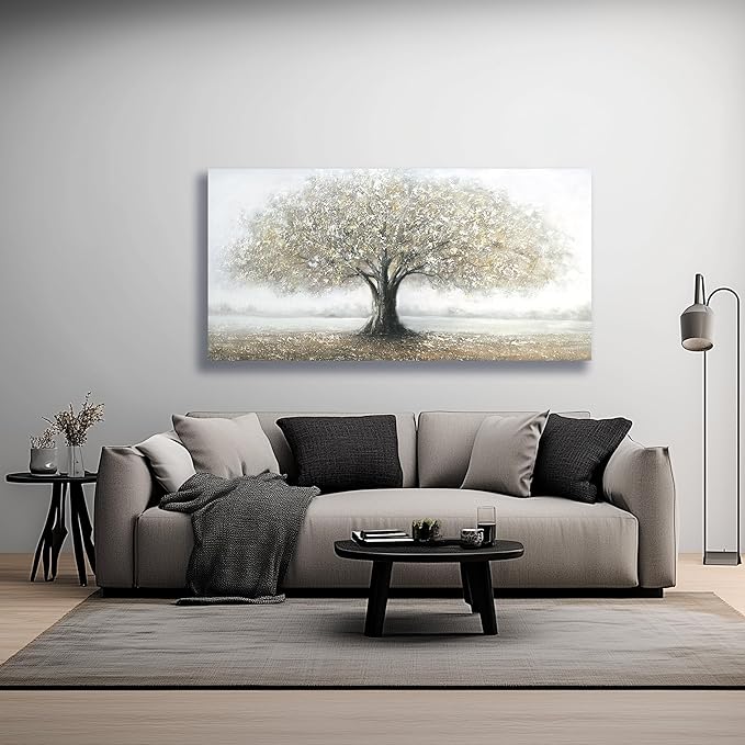 Yuaxker Tree Wall Art Gray Wall Decor Modern Home Decor Trendy Canvas Painting Artwork for Living Room Bedroom Dining Room Office Home Decor 24x48 Inch
