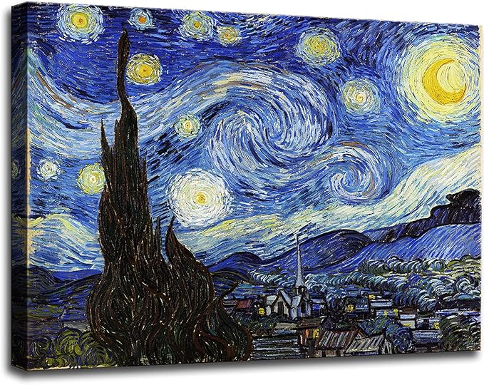 Starry Night, Vincent Van Gogh Art Reproduction, Large Giclee Canvas Prints Wall Art for Home Decor. 24"x36"