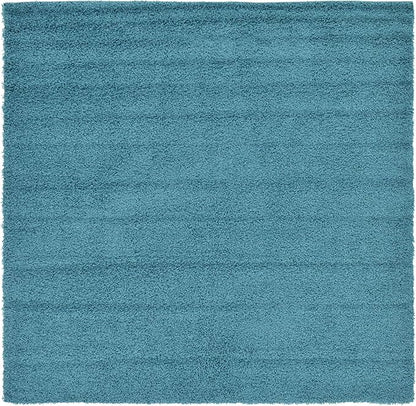 Unique Loom Solid Shag Collection Area Rug (8' Square, Deep Aqua Blue)