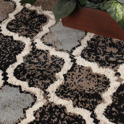Superior Indoor Area Runner, Jute Backed, Perfect for Hallway, Living/Dining Room, Bedroom, Office, Kitchen, Entryway, Modern Geometric Trellis Floor Decor, Viking Collection, 2' 7" x 12', Chocolate