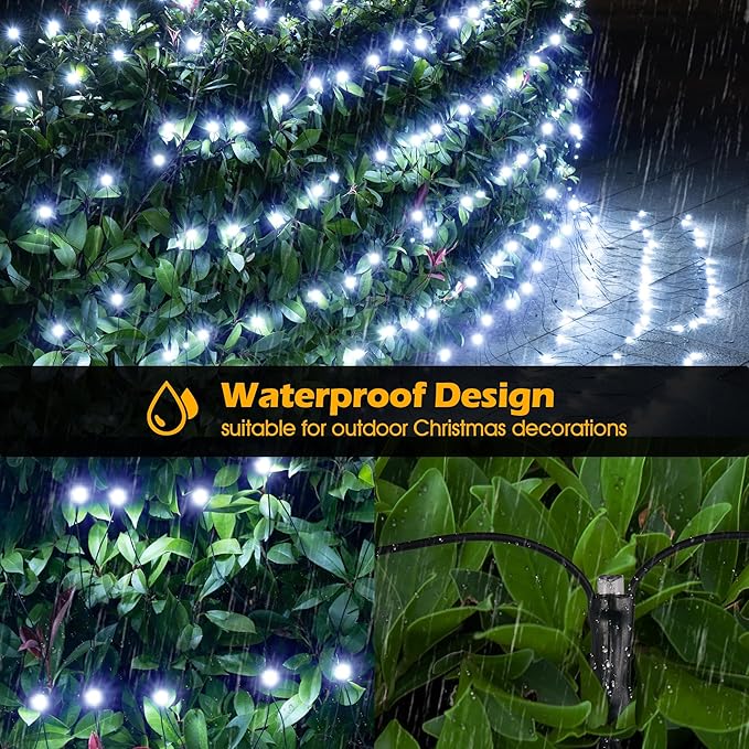 BlcTec Christmas Net Lights 360 LED 9.8ft x 6.6ft Outdoor Christmas Lights with 8 Modes, Timer, Connectable, Waterproof for Trees, Bushes, Shrubs, Yard Outdoor Decorations, Cool White