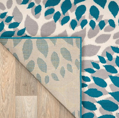 Rugshop Modern Floral Circles Design for Living Room,Bedroom,Home Office,Kitchen Non Shedding Area Rug 9' x 12' Blue