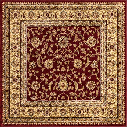 Rugs.com Aditi Collection Rug – 5' 3 Square Red Low Rug Perfect for Living Rooms, Kitchens, Entryways