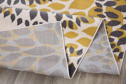 Rugshop Modern Yellow Floral Circles Design Area Rug – Elegant Non-Shedding, 7'6" x 9'5" for Living Room, Bedroom, Dining Room, Kitchen