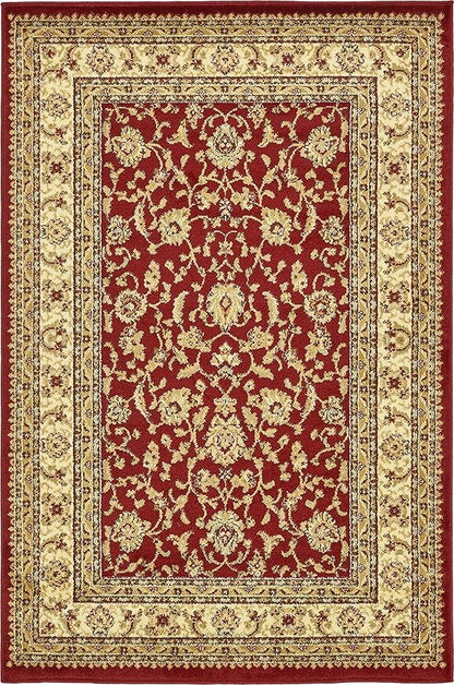 Rugs.com Aditi Collection Rug – 4' x 6' Red Low Rug Perfect for Living Rooms, Large Dining Rooms, Open Floorplans