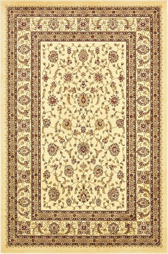 Rugs.com Aditi Collection Rug – 6' x 9' Cream Low Rug Perfect for Living Rooms, Large Dining Rooms, Open Floorplans