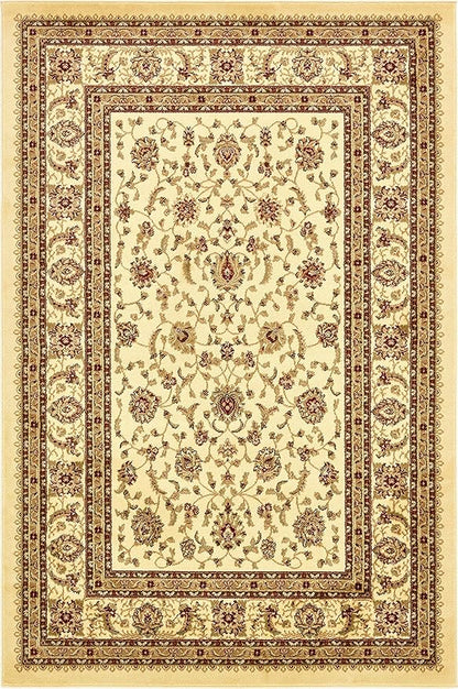 Rugs.com Aditi Collection Rug – 6' x 9' Cream Low Rug Perfect for Living Rooms, Large Dining Rooms, Open Floorplans