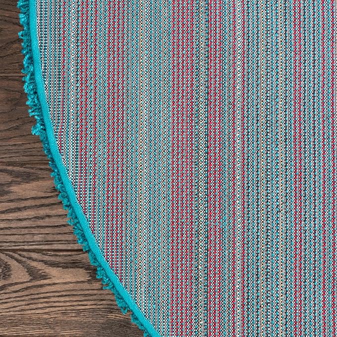 Unique Loom Solid Shag Collection Area Rug (7' 1" Round, Turquoise)