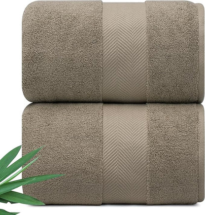 Ultra Soft & Plush Viscose from Bamboo Bath Sheets - 700 GSM Pack of 2 - Extra Large 70x35 in - Super Absorbent & Quick Drying (Taupe)