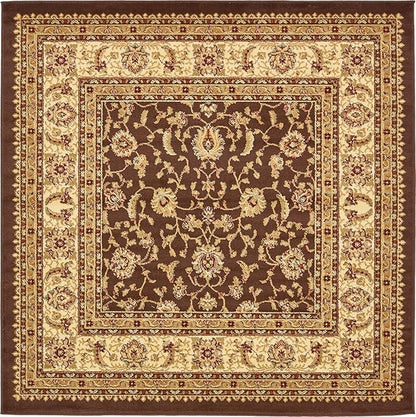 Rugs.com Aditi Collection Rug – 6' Square Brown Low Rug Perfect for Living Rooms, Kitchens, Entryways
