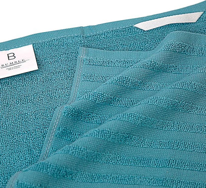 Premium Kitchen Towels (20”x 28”, 6 Pack) | Large Cotton Dish Towels | Flat & Terry Highly Absorbent Kitchen Linen Set with Hanging Loop | Aqua