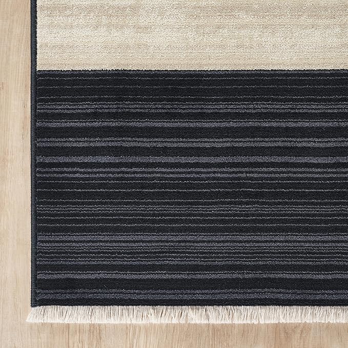 Abani Austin Collection Navy Runner Rug - 2' x 6' - Block Checkered Pattern, Non-Shedding - Easy to Clean, Durable for Hallways, Entryways & Kitchens, Pet & Kid Friendly