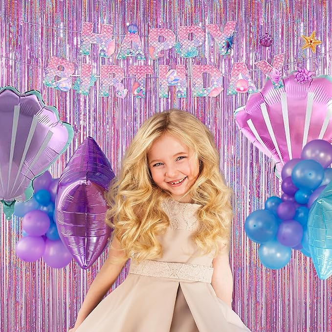 Melsan 3 Pack 3.2 x 8.2 ft Sparkling Pinkish Purple Tinsel Fringe Curtain Backdrop Party Decorations Glitter Decor for Birthdays, Bachelorette, Weddings, Photo Booth