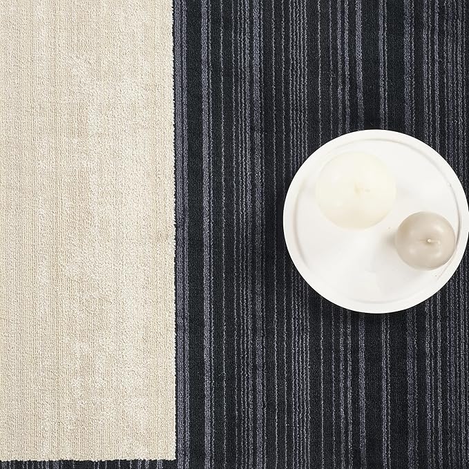 Abani Austin Collection Navy Area Rug - 8' x 10' - Block Checkered Pattern, Non-Shedding - Easy to Clean, Durable for Living Rooms, Dining Rooms & Family Rooms, Pet & Kid Friendly