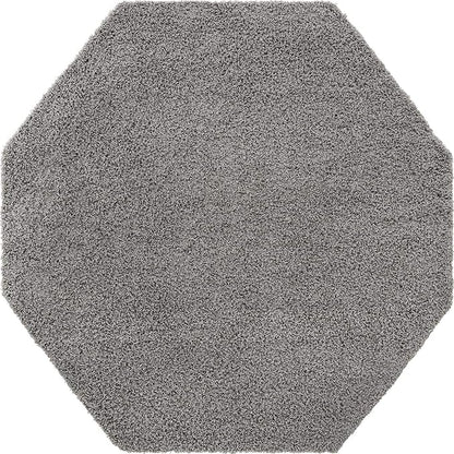 Unique Loom Solid Shag Collection Area Rug (8' Octagon, Cloud Gray)