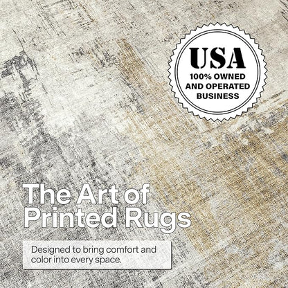 ReaLife Rugs Machine Washable Area Rug Runner - Living Room Bedroom Bathroom Kitchen Entryway Office - Padded Low Pile Stain Resistant Premium - Modern Abstract Contemporary - Quinn - Beige 2'6" x 6'