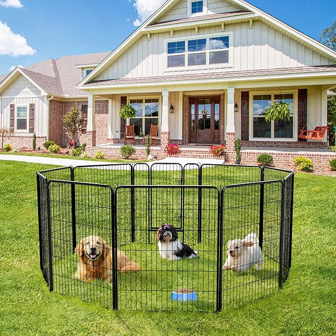 Yaheetech Dog Playpen Outdoor, 40 inch 4 Panels Dog Pen Indoor Heavy Duty Puppy Exercise Pen Metal Pet Fence for RV Camping/Yard/Garden