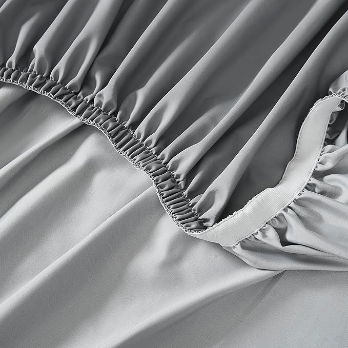 Linen Closet Luxury Cotton 1200 Thread Count Hotel Luxury 4-Piece Sheet Set, Full, Light Gray