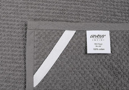 AMOUR INFINI Kitchen Towels Pack of 4 - Absorbent, Quick Drying Premium Cotton Tea Towel - Kitchen Linens 16x28 Inch Dish Towels with Hanging Loop (L.Grey)