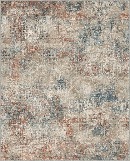 GENIMO Washable Area Rugs for Living Room, 6x9 Modern Non Slip Rugs, Low Pile Lightweight Soft Print Rug for Bedroom, Dining Room, Home Office, Multi