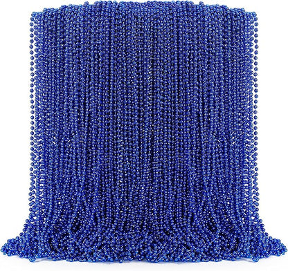 100PCS Mardi Gras Beads Necklace, Blue Bead Necklaces Stuff Bulk, 33" Christmas Necklace Party Supplies, Festival Parade Throw Accessories for Wedding Birthday Pirate Theme Party Decor