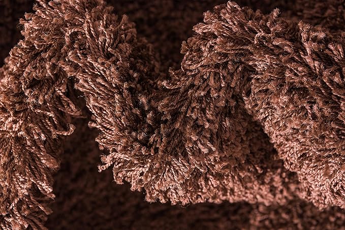 Unique Loom Solid Shag Collection Area Rug (2' 2" x 6' 5" Runner, Chocolate Brown)