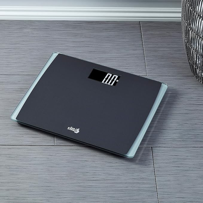 EatSmart Precision Digital Bathroom Scale for Body Weight – Extra-Wide Platform, High-Visibility Display, Ultra-Durable Design for Home, Pets, Luggage & More, 550 LB High Capacity, Black