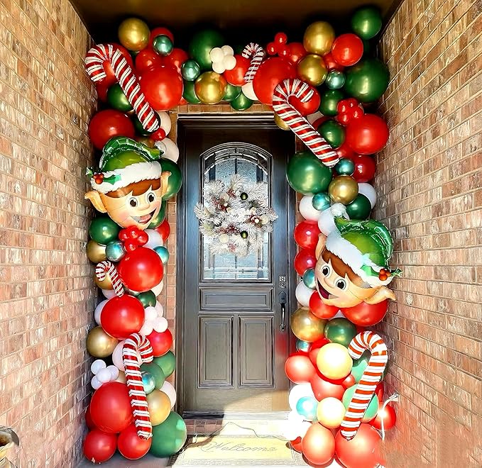 Red and Green Balloons: 75 PCS, 12in & 5in Green Gold Latex Christmas Party Balloons