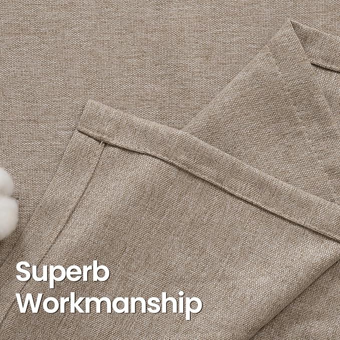 BGment Taupe Faux Linen Curtains for Living Room 108 Inch Length 2 Panels Set, Burlap Textured Light Filtering Privacy Semi Sheer Thick Window Curtain Drapes for Bedroom Farmhouse, Each 52 Inch Wide