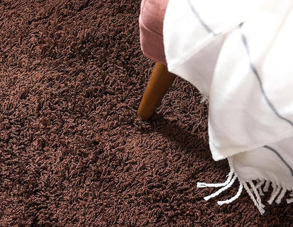 Unique Loom Solid Shag Collection Area Rug (2' 6" x 19' 8" Runner, Chocolate Brown)