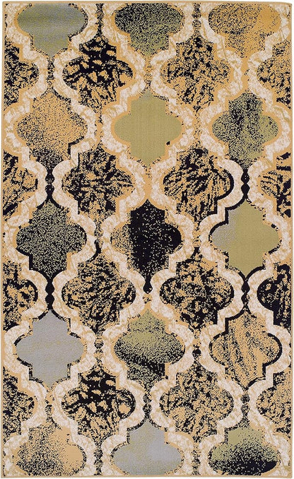 Superior Indoor Small Area Rug, Jute Backed, Perfect for Living/Dining Room, Bedroom, Office, Kitchen, Entryway, Modern Geometric Trellis Floor Decor, Viking Collection 4' x 6' - Multi-Colored