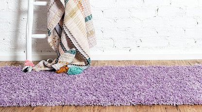 Unique Loom Solid Shag Collection Area Rug (2' 7" x 10' Runner, Lilac)