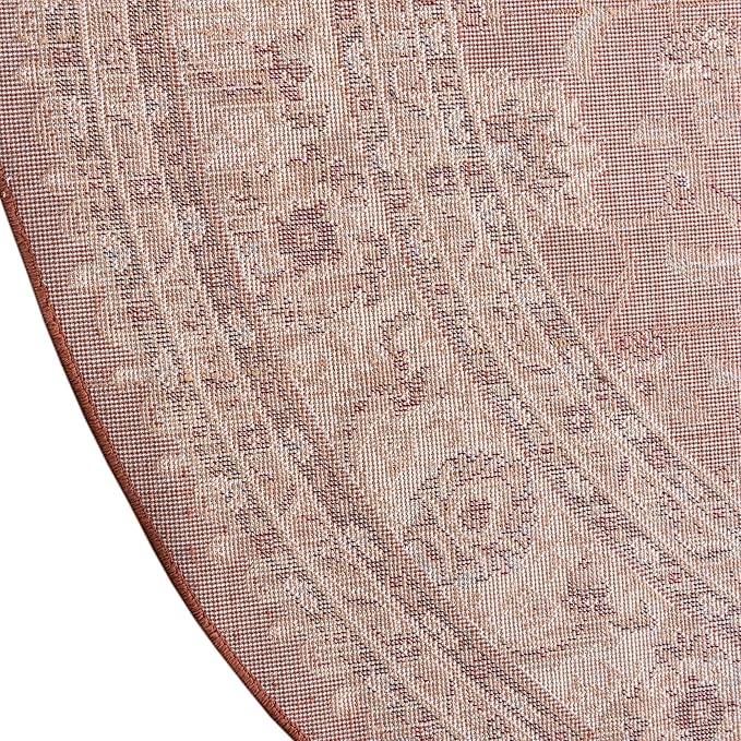 Rugs.com Aditi Collection Rug – 7' 10 Round Brick Red Low Rug Perfect for Kitchens, Dining Rooms
