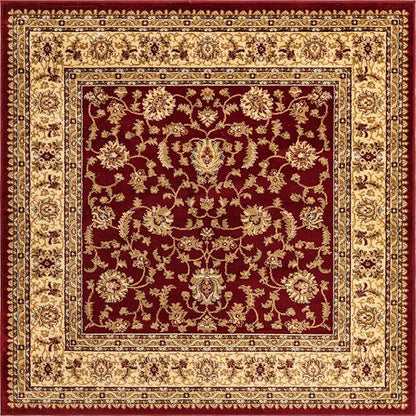 Rugs.com Aditi Collection Rug – 6' Square Red Low Rug Perfect for Living Rooms, Kitchens, Entryways
