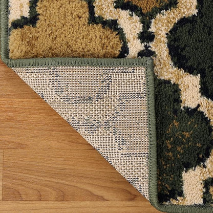 Superior Indoor Small Area Rug, Jute Backed, Perfect for Living/ Dining Room, Bedroom, Office, Kitchen, Entryway, Modern Geometric Trellis Floor Decor, Viking Collection, 4' x 6', Green