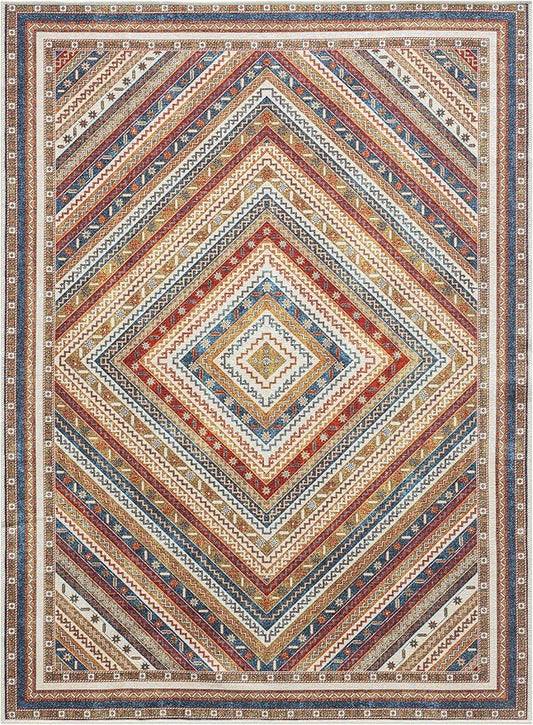 Keen Home Design 9x12 Rug - Machine Washable Area Rug with Non-Slip Backing, Ideal for Living Room, Dining Room, Bedroom - Vintage, Easy Clean, Durable, Low Pile Rug - (9' x 12')