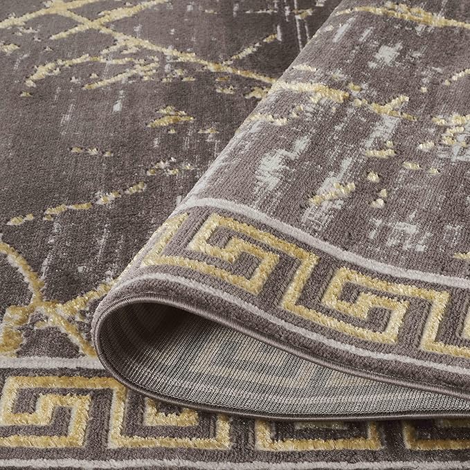 GLORY RUGS Area Rugs Marble 4x5 Brown Gold Carpet Modern Abstract Rug Living Room Dining Bedroom Rug